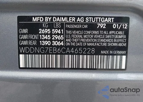 2012 Mercedes-Benz S 63 Amg z USA, uszkodzony, nr VIN WDDNG7EB6CA465228